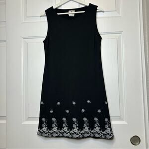 Vintage Jalate Black Sleeveless Dress Floral Border Mini Casual Party Medium